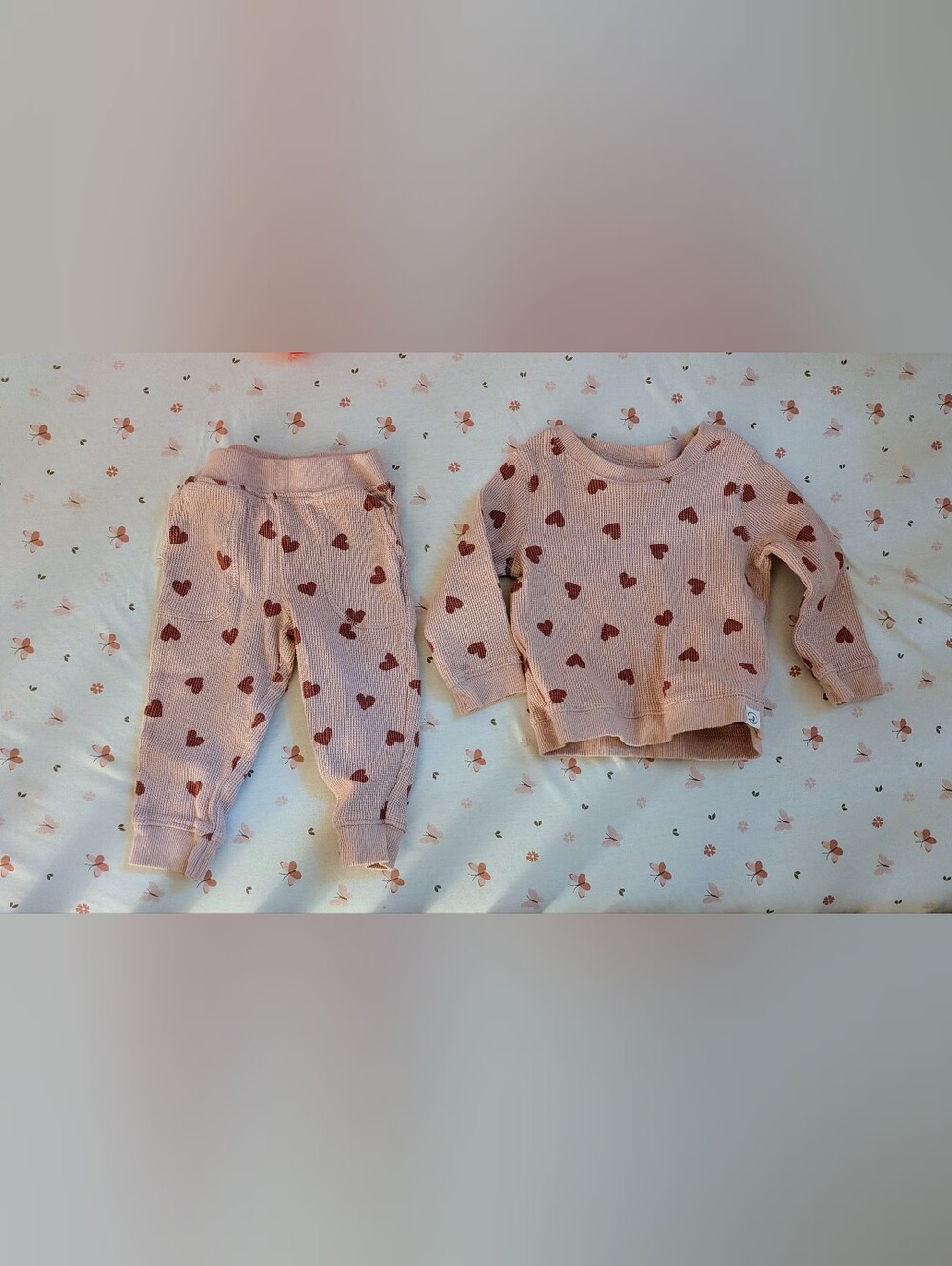 Carter's Pink Waffle-Knit Heart Pajama Set